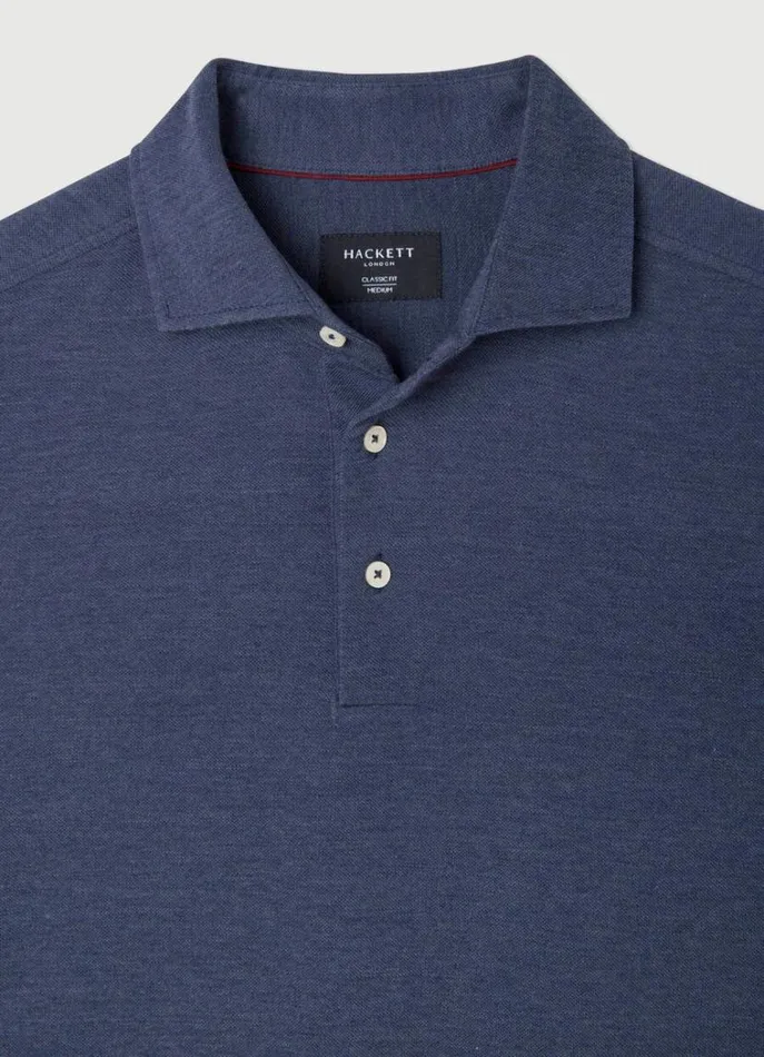 Men Polo Shirts Hackett London Slim Fit Long Sleeve Knit Polo Navy