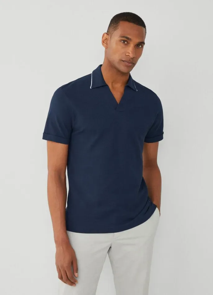 Men Polo Shirts Hackett London Slim Fit Pique Polo Navy