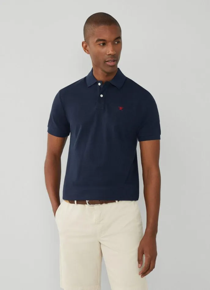 Men Polo Shirts Hackett London Slim Fit Pique Polo Shirt Navy