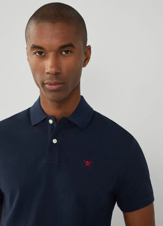 Men Polo Shirts Hackett London Slim Fit Pique Polo Shirt Navy