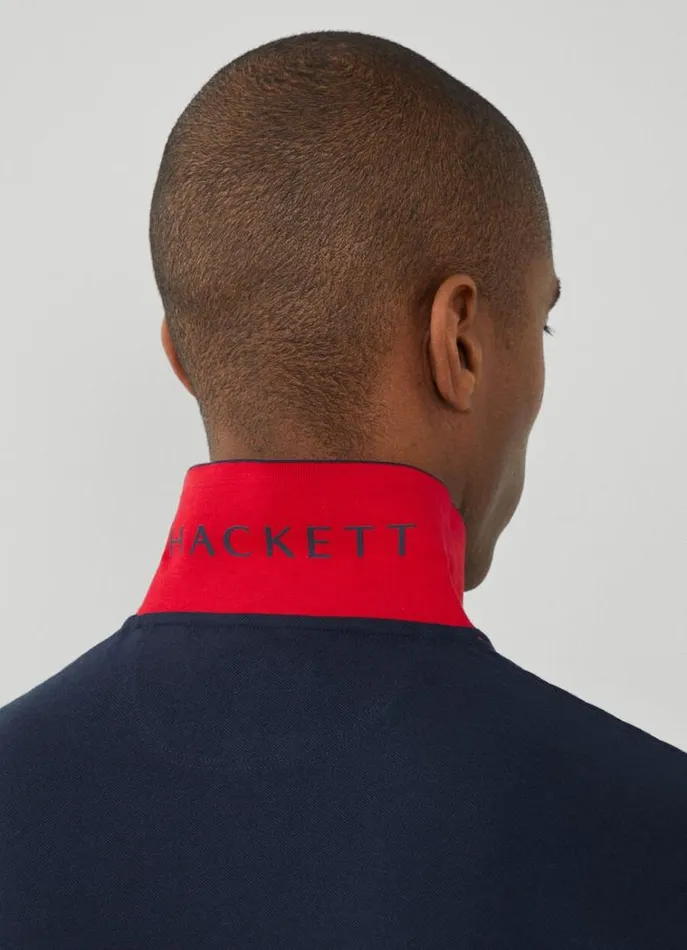 Men Polo Shirts Hackett London Slim Fit Pique Polo Shirt Navy