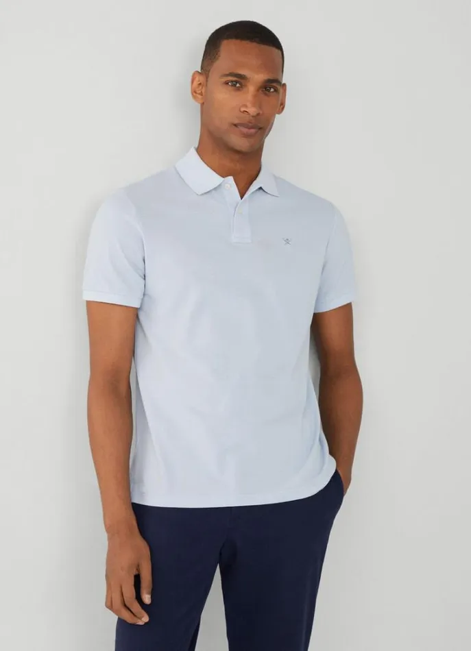 Men Polo Shirts Hackett London Slim Fit Pique Polo Shirt Sky Blue