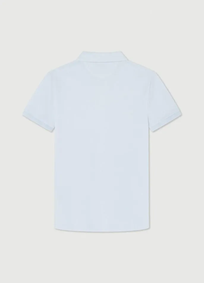 Men Polo Shirts Hackett London Slim Fit Pique Polo Shirt Sky Blue