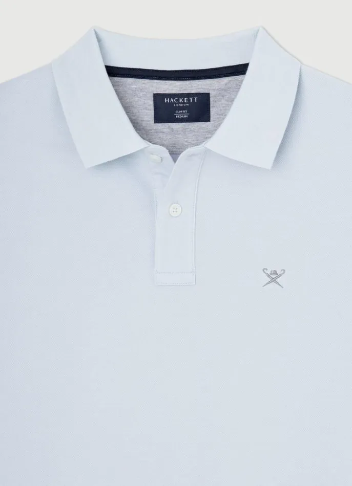 Men Polo Shirts Hackett London Slim Fit Pique Polo Shirt Sky Blue