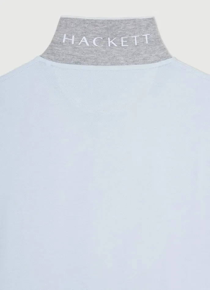 Men Polo Shirts Hackett London Slim Fit Pique Polo Shirt Sky Blue