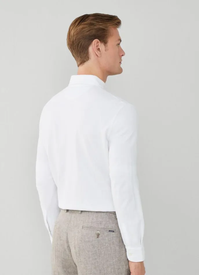 Men Polo Shirts Hackett London Slim Fit Stretch Piqu Shirt White