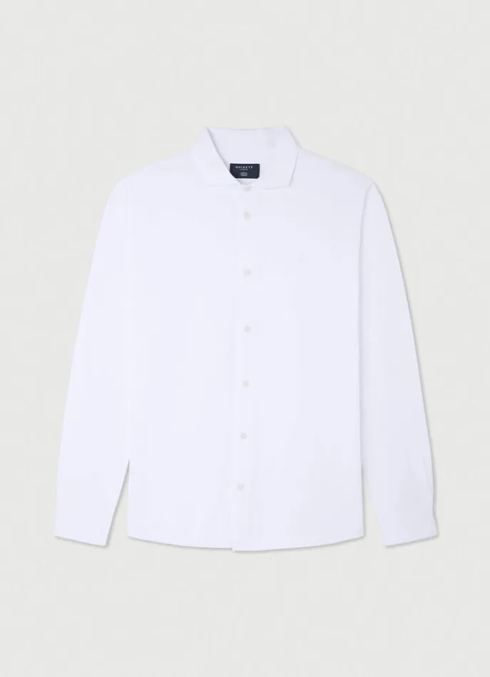Men Polo Shirts Hackett London Slim Fit Stretch Piqu Shirt White