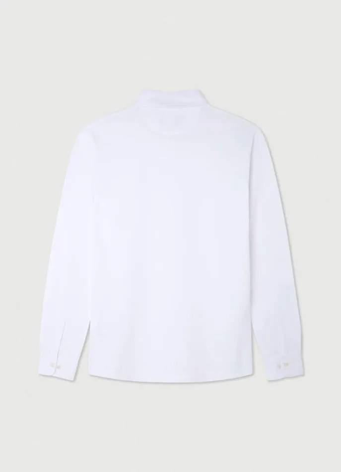 Men Polo Shirts Hackett London Slim Fit Stretch Piqu Shirt White