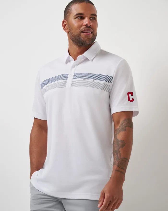 Men Polos TravisMathew CLEVELAND GUARDIANS TOP RECRUIT POLO White