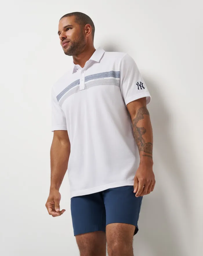 Men Polos TravisMathew NEW YORK YANKEES TOP RECRUIT POLO White