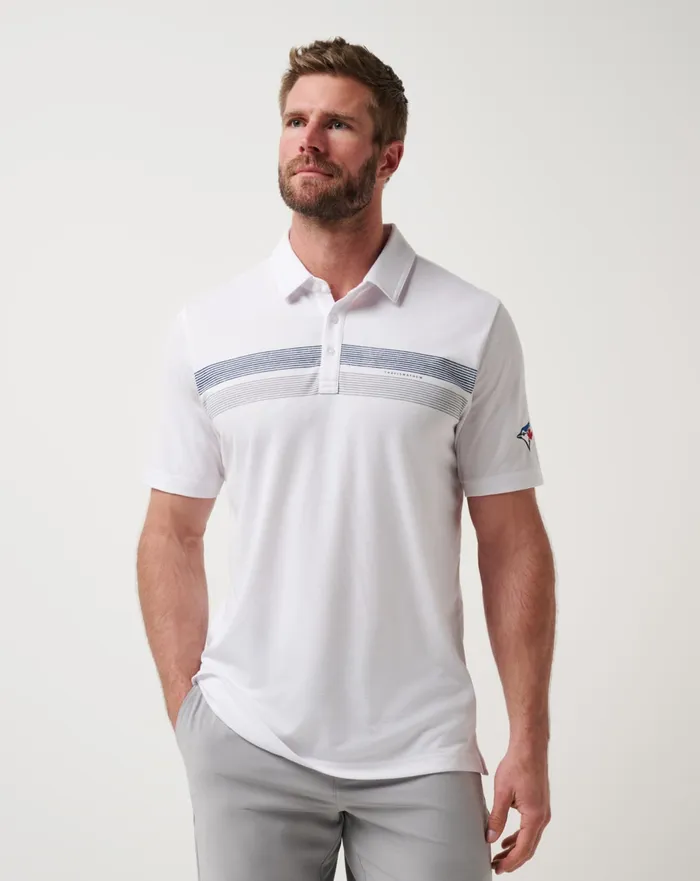 Men Polos TravisMathew TORONTO BLUE JAYS TOP RECRUIT POLO White