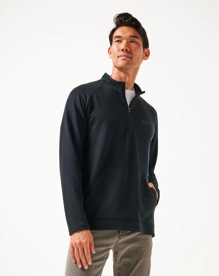 Men Quarter Zips TravisMathew PERFORMANCE WAFFLE QUARTER ZIP Black