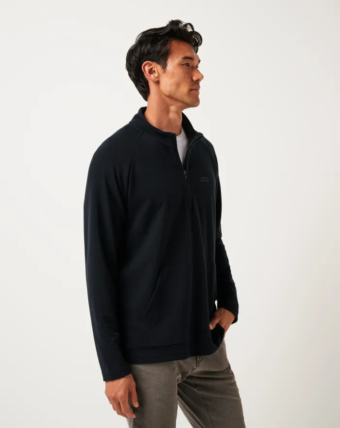 Men Quarter Zips TravisMathew PERFORMANCE WAFFLE QUARTER ZIP Black