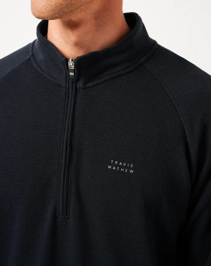 Men Quarter Zips TravisMathew PERFORMANCE WAFFLE QUARTER ZIP Black