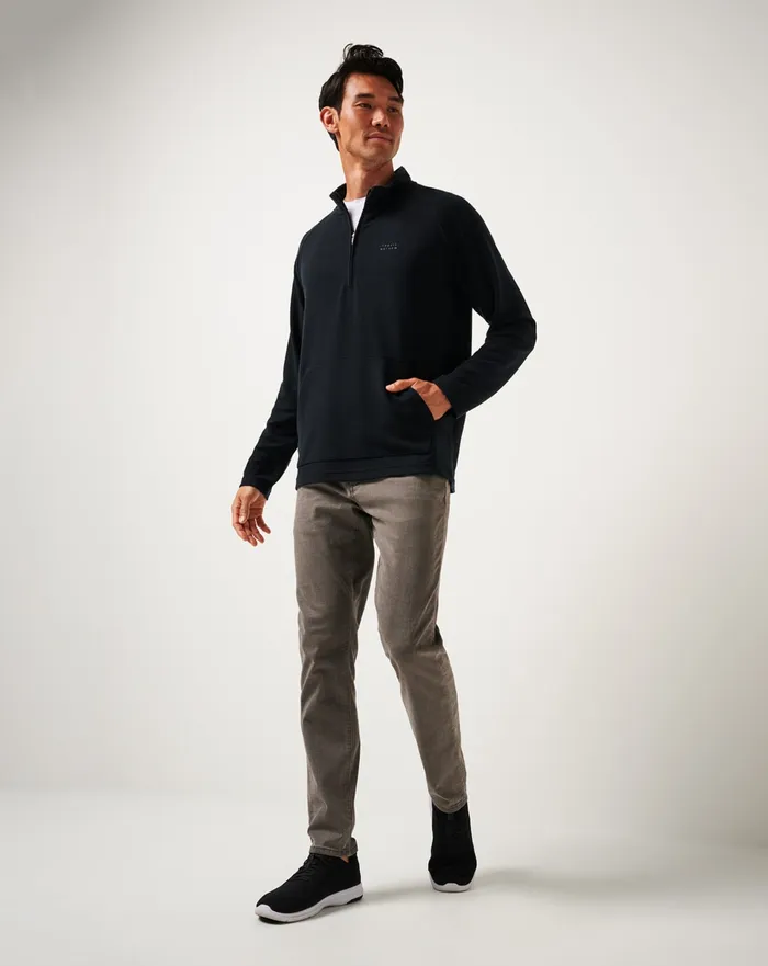 Men Quarter Zips TravisMathew PERFORMANCE WAFFLE QUARTER ZIP Black