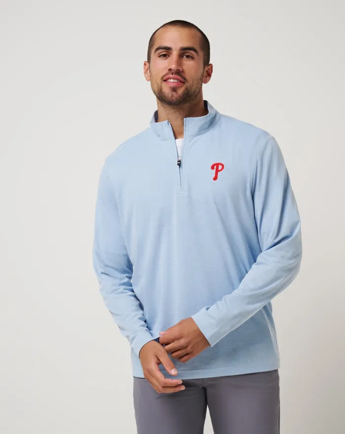 Men Quarter Zips TravisMathew PHILADELPHIA PHILLIES TIME TO TAILGATE QUARTER ZIP Heather Blue Men Quarter Zips TravisMathew PHILADELPHIA PHILLIES TIME TO TAILGATE QUARTER ZIP Heather Blue