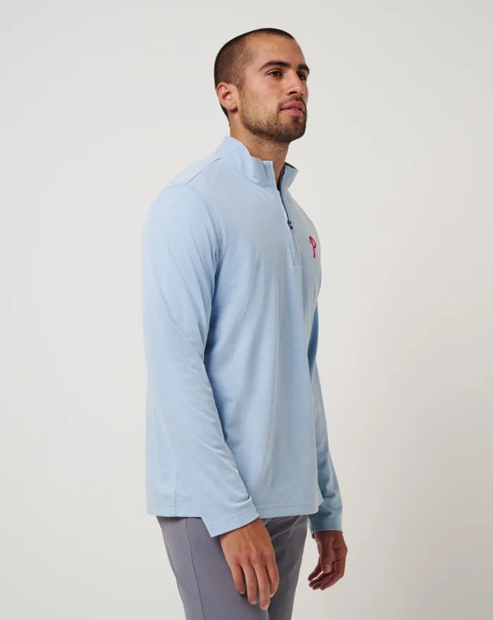 Men Quarter Zips TravisMathew PHILADELPHIA PHILLIES TIME TO TAILGATE QUARTER ZIP Heather Blue Men Quarter Zips TravisMathew PHILADELPHIA PHILLIES TIME TO TAILGATE QUARTER ZIP Heather Blue