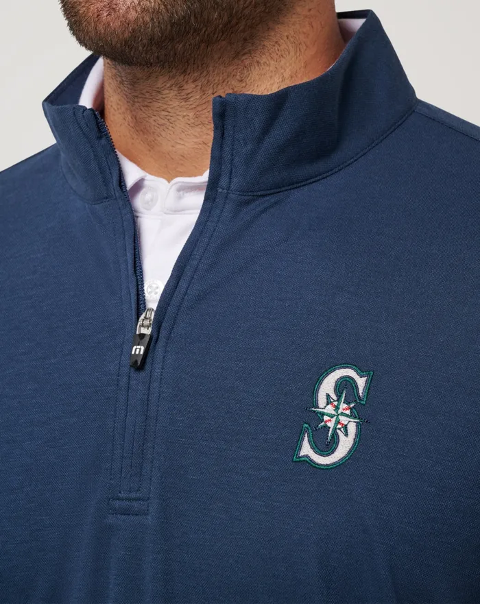 Men Quarter Zips TravisMathew SEATTLE MARINERS TIME TO TAILGATE QUARTER ZIP Navy Men Quarter Zips TravisMathew SEATTLE MARINERS TIME TO TAILGATE QUARTER ZIP Navy