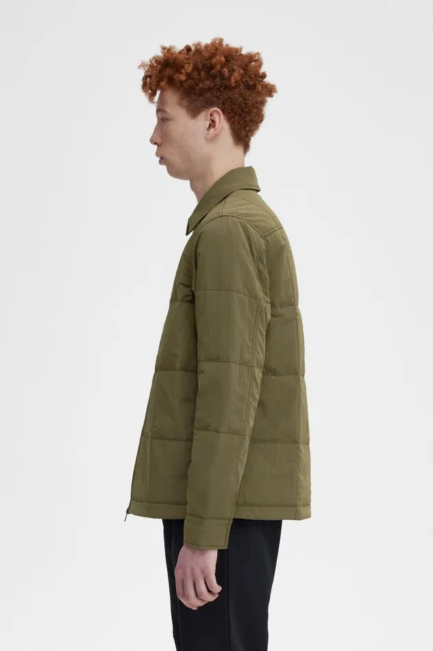 Men Quilted Overshirt Uniform Green Fred Perry Overshirts