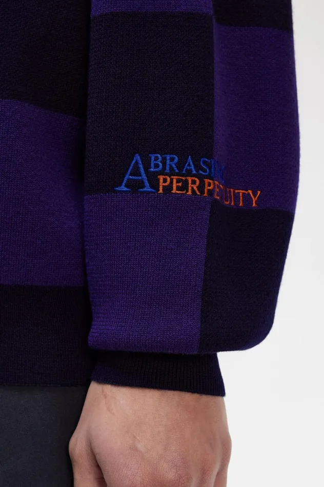 Men Raf SimonsChequerboard Cardigan Navy Fred Perry Knitwear