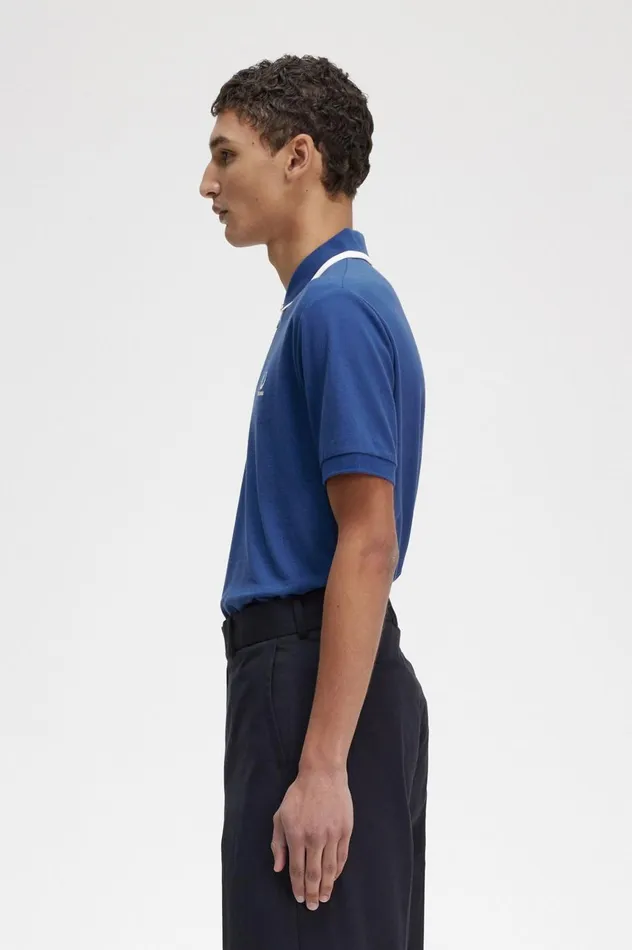 Men Raf SimonsHalf Zip Polo Shirt Royal Blue Fred Perry Polo Shirts