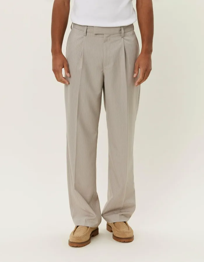 Men Reece Pleated Pinstripe Suit Pants 8211 Light SandWalnut Les Deux Pants