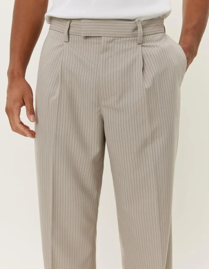 Men Reece Pleated Pinstripe Suit Pants 8211 Light SandWalnut Les Deux Pants