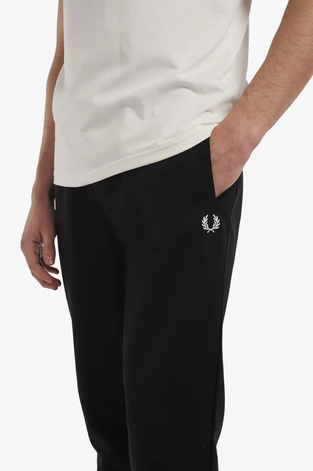 Men Reverse Tricot Track Pants Black Fred Perry Trousers