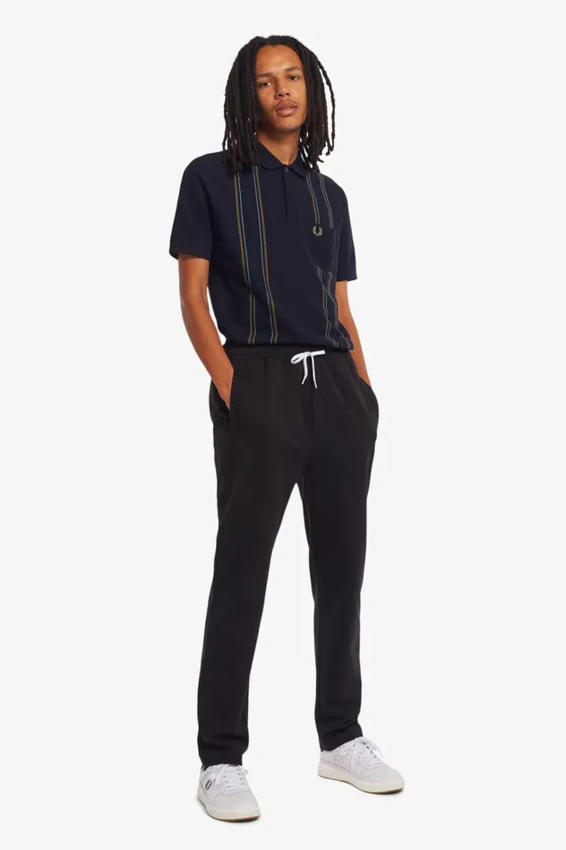 Men Reverse Tricot Track Pants Black Fred Perry Trousers