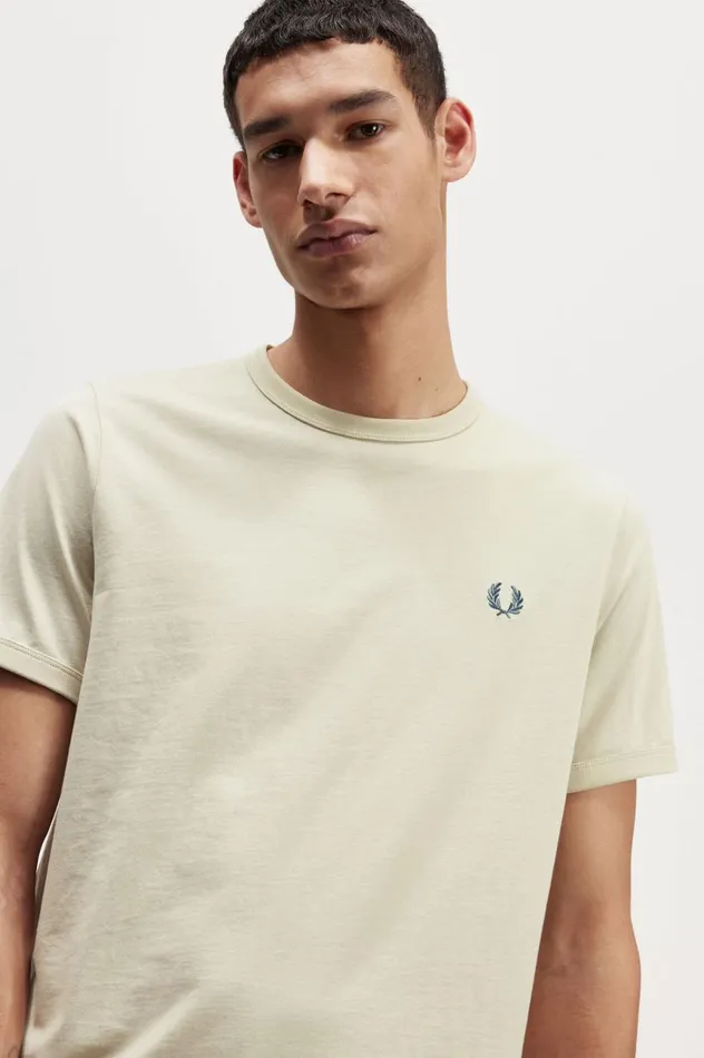Men Ringer TShirt Light Oyster Fred Perry TShirts
