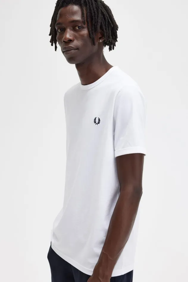 Men Ringer TShirt White Fred Perry TShirts