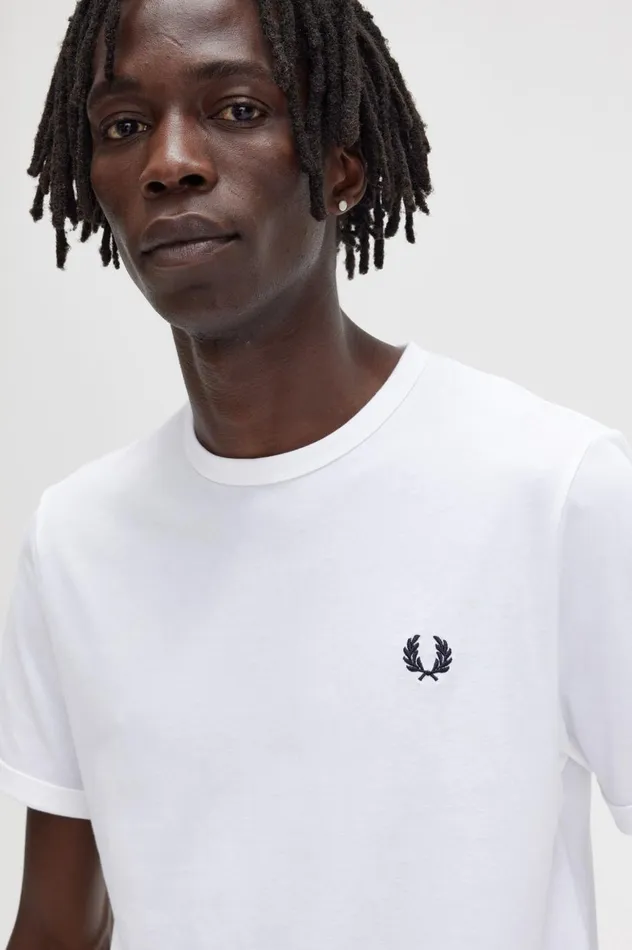 Men Ringer TShirt White Fred Perry TShirts