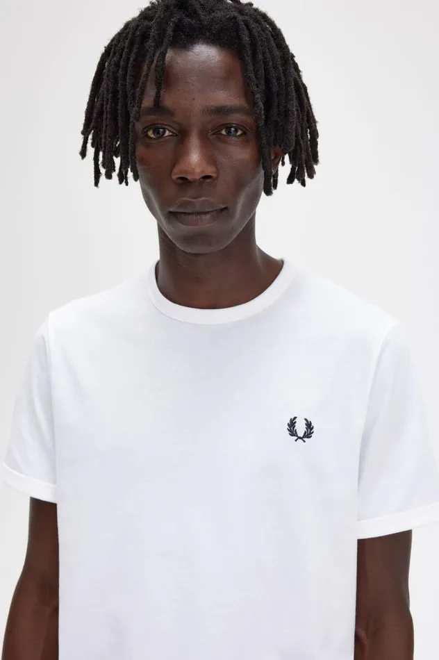 Men Ringer TShirt White Fred Perry TShirts
