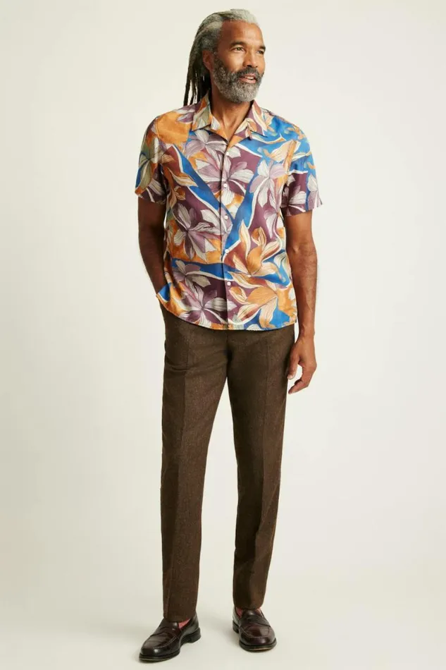 Men Riviera Cabana Shirt Rustic Floral Bonobos Short Sleeve Shirts