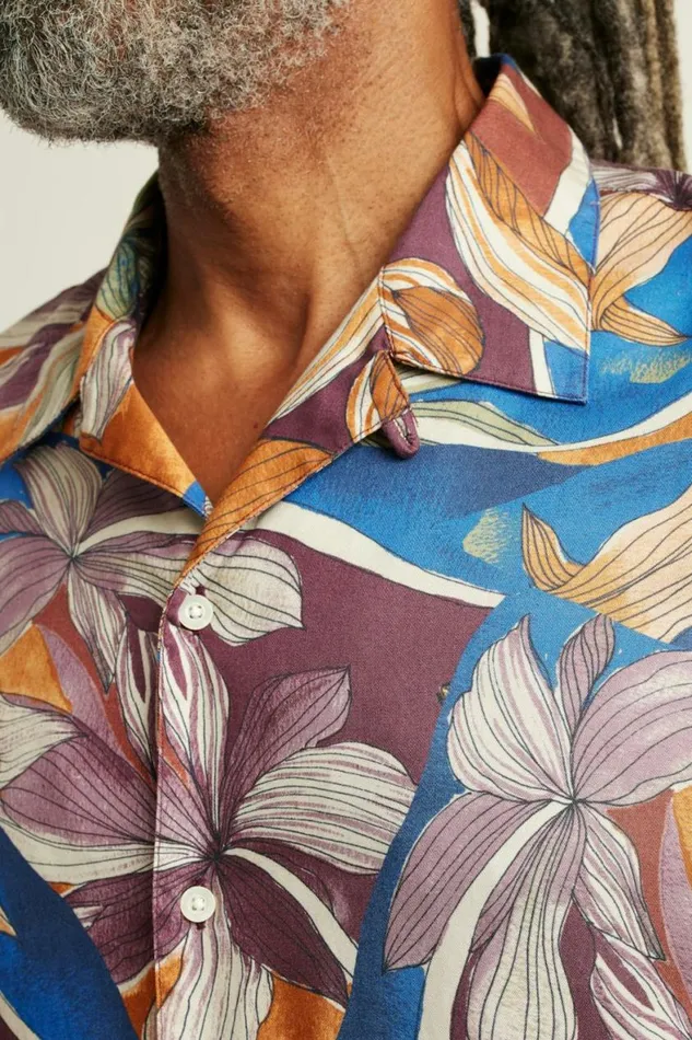 Men Riviera Cabana Shirt Rustic Floral Bonobos Short Sleeve Shirts