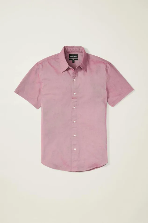 Men Riviera Short Sleeve Shirt Berry Oxford Bonobos Short Sleeve Shirts
