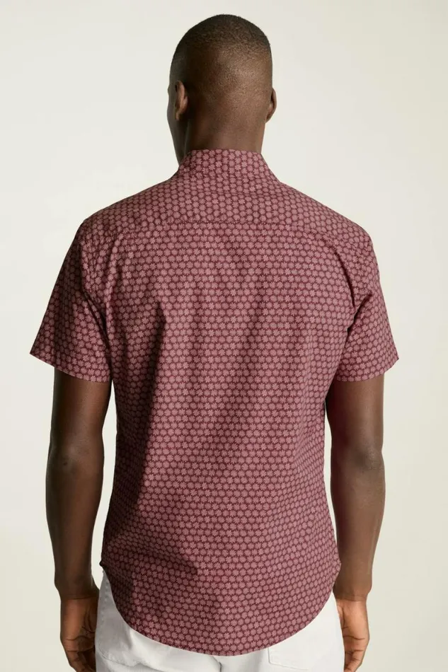 Men Riviera Short Sleeve Shirt Burgundy Pink Daisies Bonobos Casual Shirts