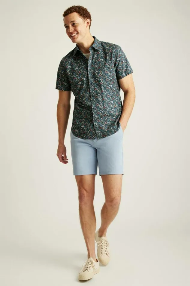 Men Riviera Short Sleeve Shirt Navy Green Garden Bonobos Short Sleeve Shirts
