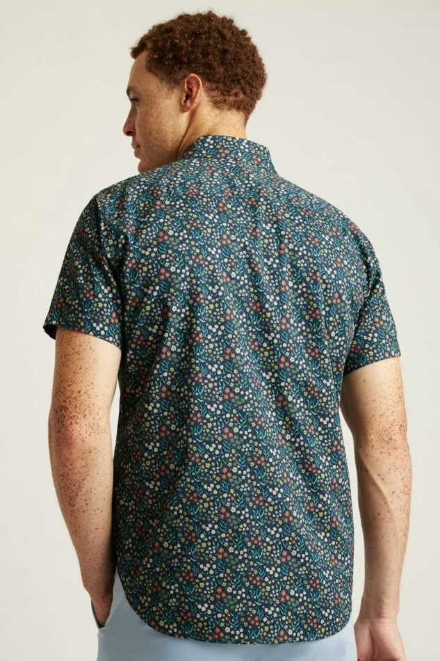 Men Riviera Short Sleeve Shirt Navy Green Garden Bonobos Short Sleeve Shirts