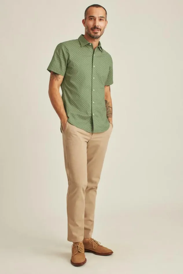 Men Riviera Short Sleeve Shirt Olive Dot Bonobos Short Sleeve Shirts