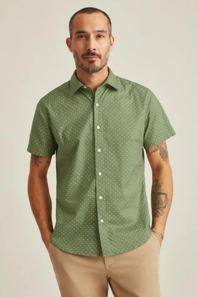 Men Riviera Short Sleeve Shirt Olive Dot Bonobos Short Sleeve Shirts