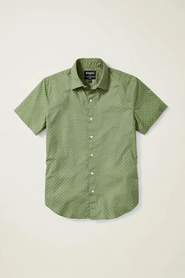 Men Riviera Short Sleeve Shirt Olive Dot Bonobos Short Sleeve Shirts