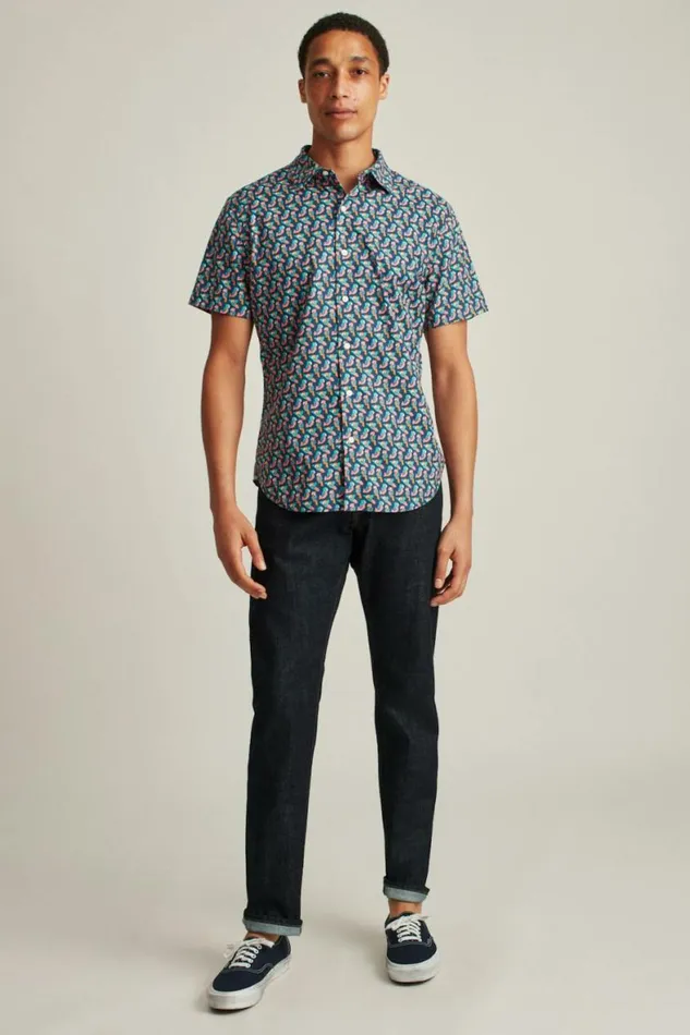 Men Riviera Short Sleeve Shirt Parrot Geo Bonobos Short Sleeve Shirts