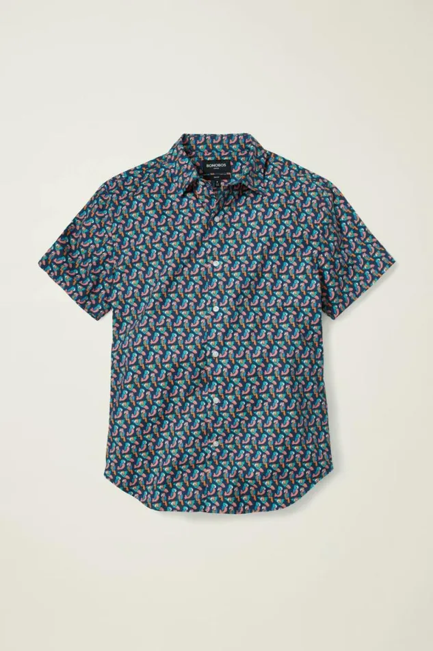 Men Riviera Short Sleeve Shirt Parrot Geo Bonobos Short Sleeve Shirts