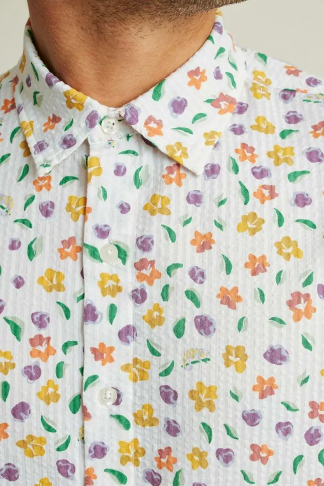 Men Riviera Short Sleeve Shirt White Chameleon Seersucker Bonobos Short Sleeve Shirts