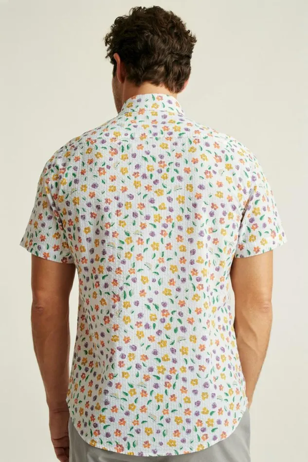 Men Riviera Short Sleeve Shirt White Chameleon Seersucker Bonobos Short Sleeve Shirts