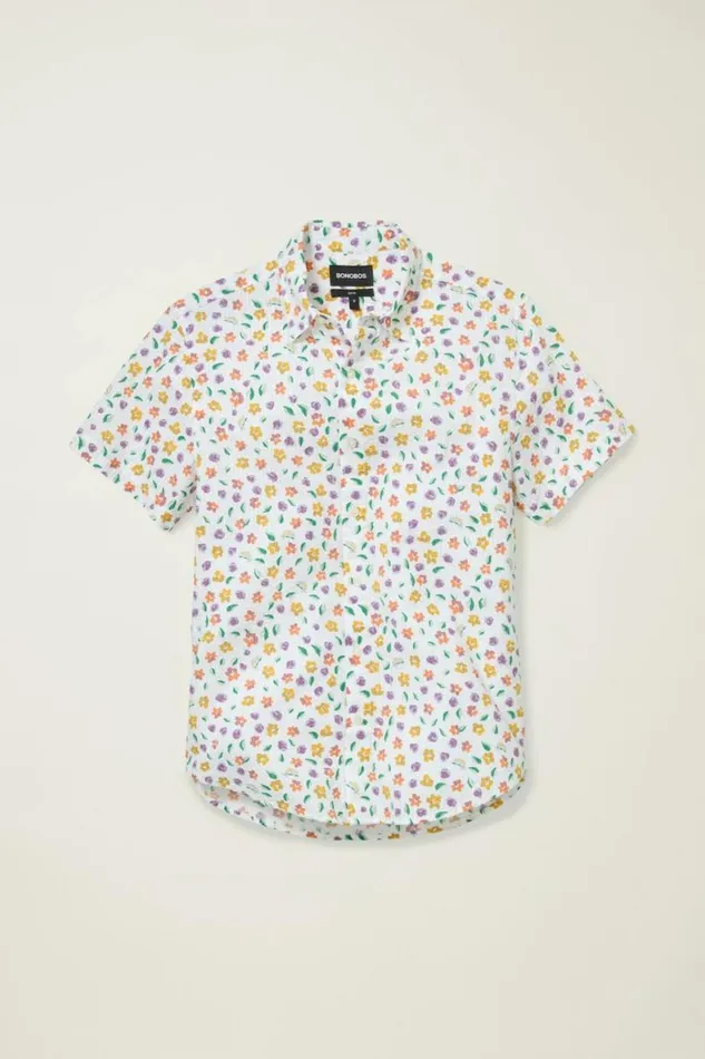 Men Riviera Short Sleeve Shirt White Chameleon Seersucker Bonobos Short Sleeve Shirts