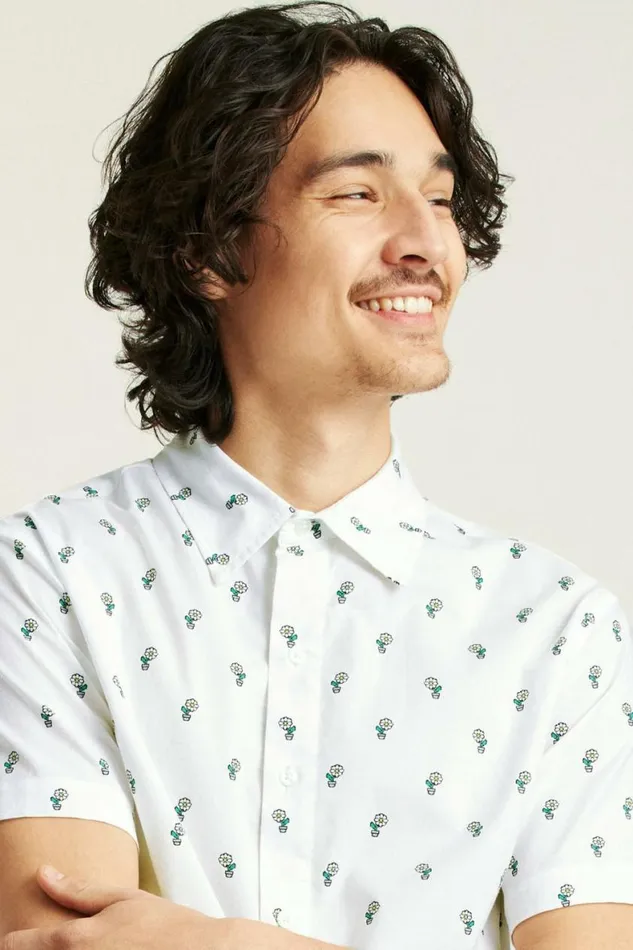 Men Riviera Short Sleeve Shirt White Daisies Bonobos Short Sleeve Shirts