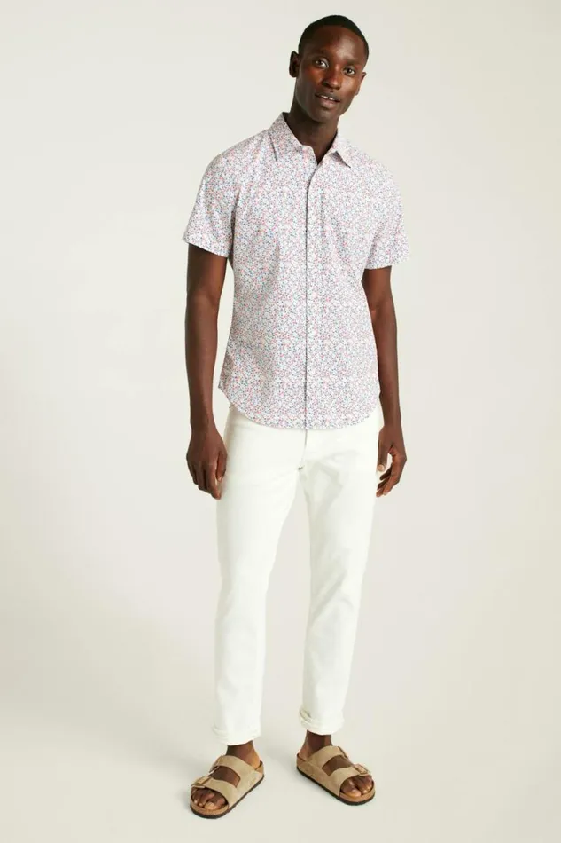 Men Riviera Short Sleeve Shirt White Peyton Floral Bonobos Short Sleeve Shirts Men Riviera Short Sleeve Shirt White Peyton Floral Bonobos Short Sleeve Shirts