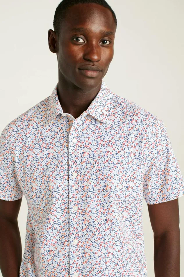 Men Riviera Short Sleeve Shirt White Peyton Floral Bonobos Short Sleeve Shirts